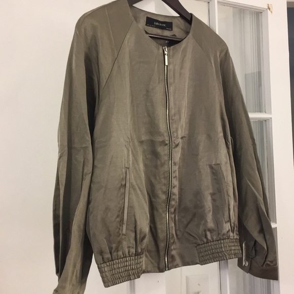Zara Zip-Front Full-Sleeve Satin Bomber Jacket - Picture 8 of 12
